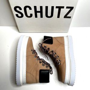 NIB SCHUTZ MARLUA HONEY BEIGE LACE UP ANKLE BOOTS VARIOUS SIZES - ALL NWT